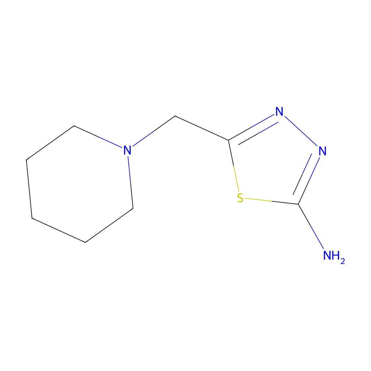 5-(Piperidin-1-ylmethyl)-1,3,4-thiadiazol-2-amine molecular structure, CAS 14069-10-4