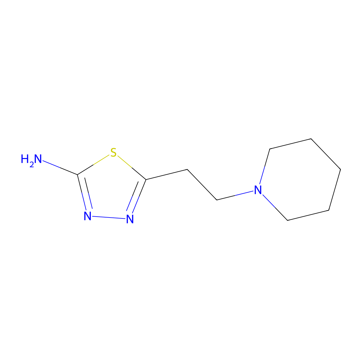 5-(2-(Piperidin-1-yl)ethyl)-1,3,4-thiadiazol-2-amine molecular structure, CAS 14069-11-5