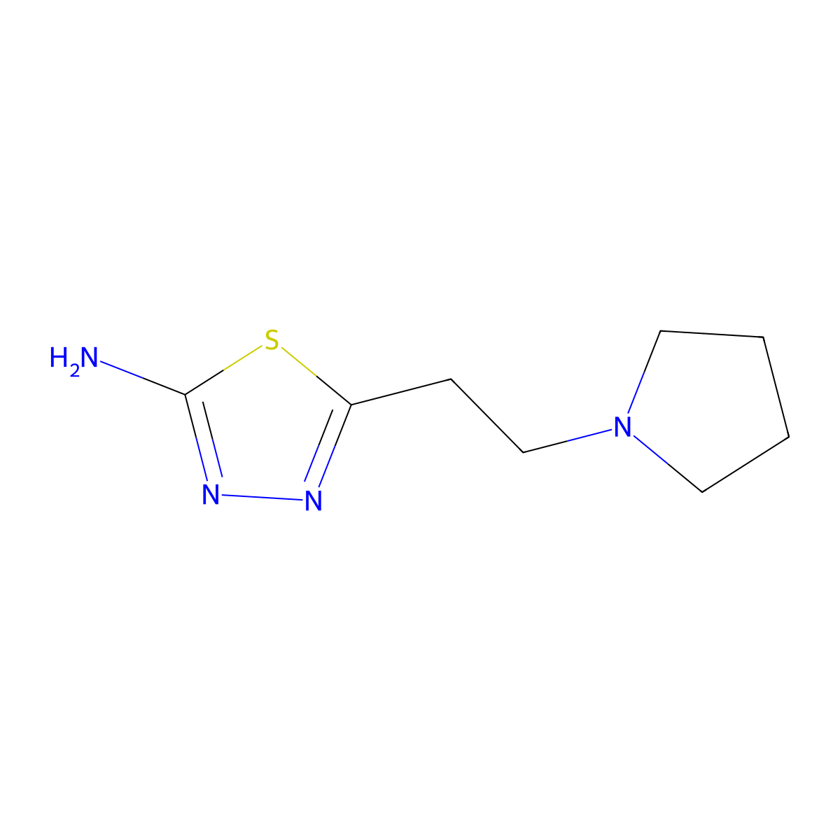 5-(2-Pyrrolidin-1-yl-ethyl)-[1,3,4]thiadiazol-2-ylamine molecular structure, CAS 14069-13-7