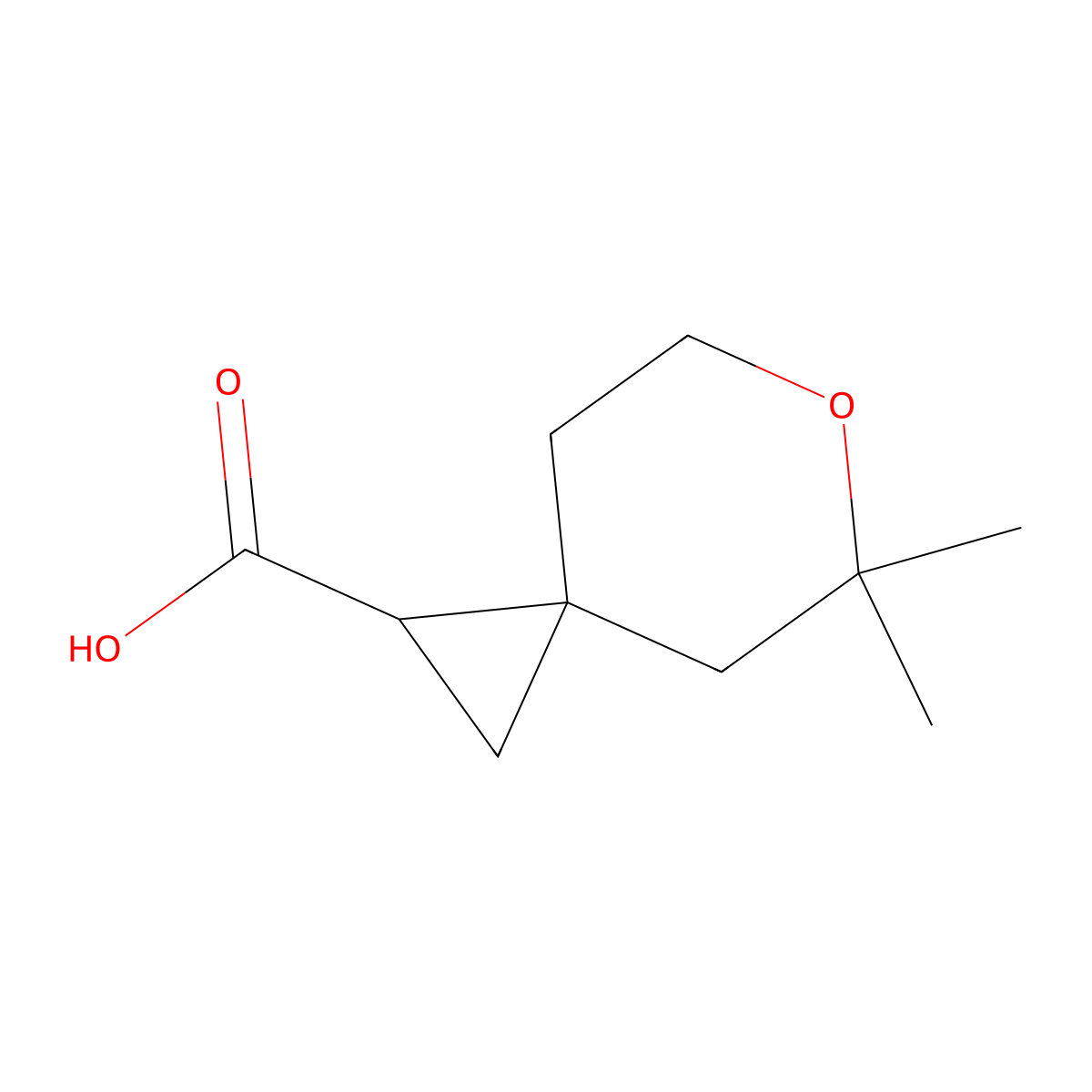 5,5-Dimethyl-6-oxaspiro[2.5]octane-1-carboxylic acid molecular structure, CAS 1406908-37-9