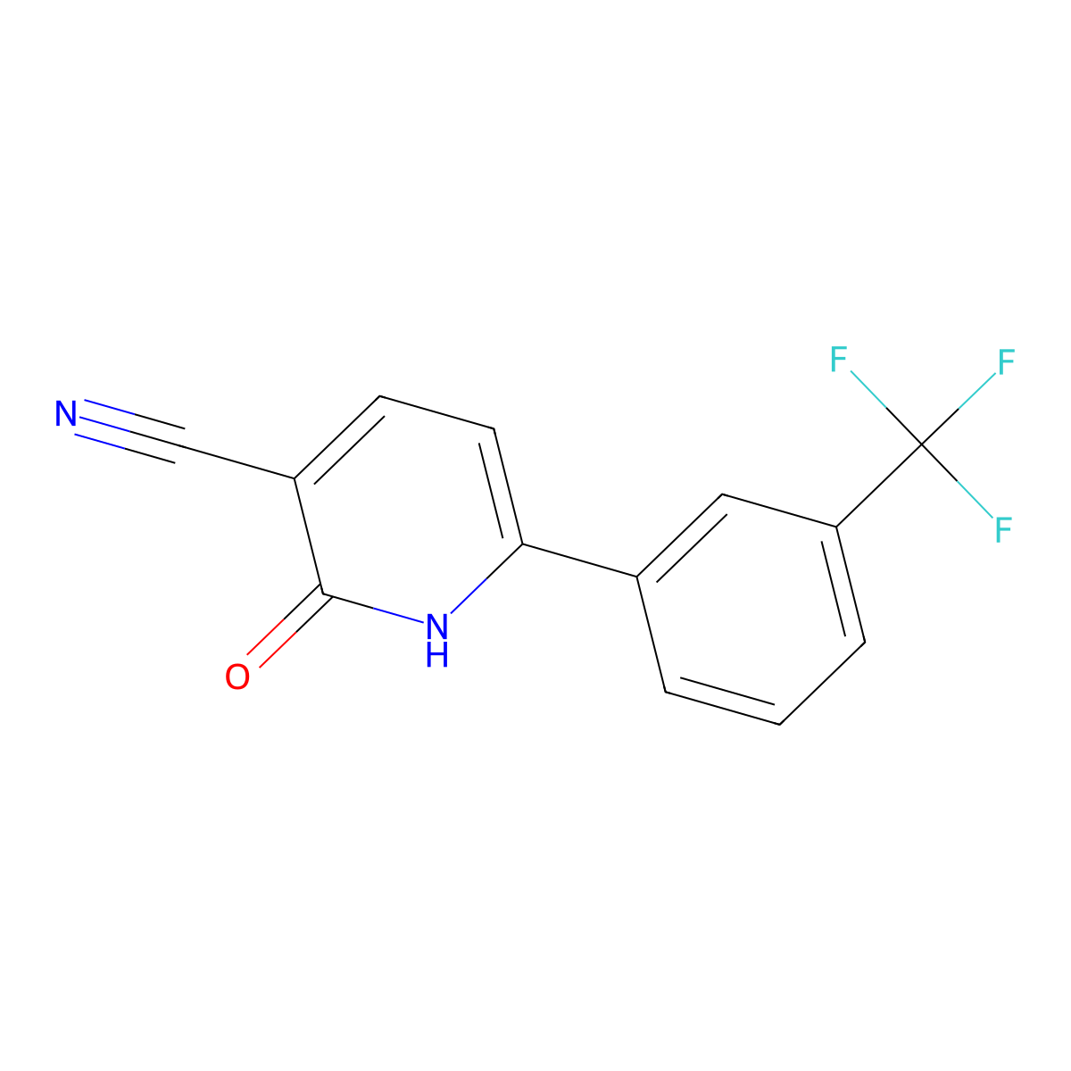 2-Oxo-6-[3-(trifluoromethyl)phenyl]-1,2-dihydro-3-pyridinecarbonitrile molecular structure, CAS 140692-40-6