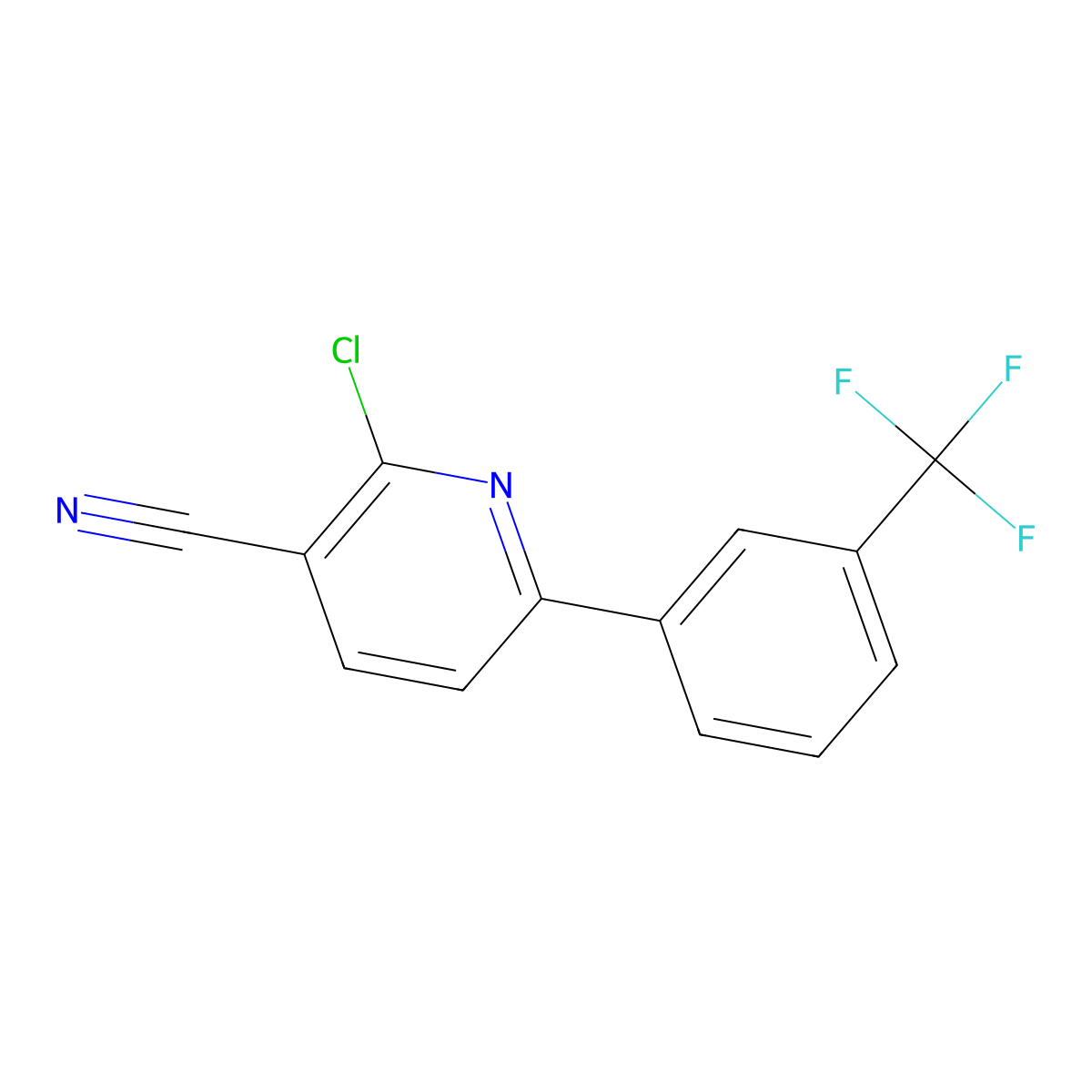 2-Chloro-6-[3-(trifluoromethyl)phenyl]pyridine-3-carbonitrile molecular structure, CAS 140692-92-8