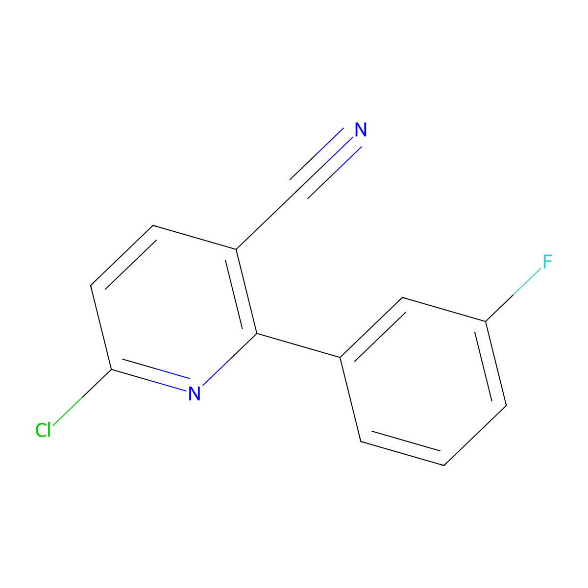 6-Chloro-2-(3-fluorophenyl)nicotinonitrile molecular structure, CAS 140692-98-4
