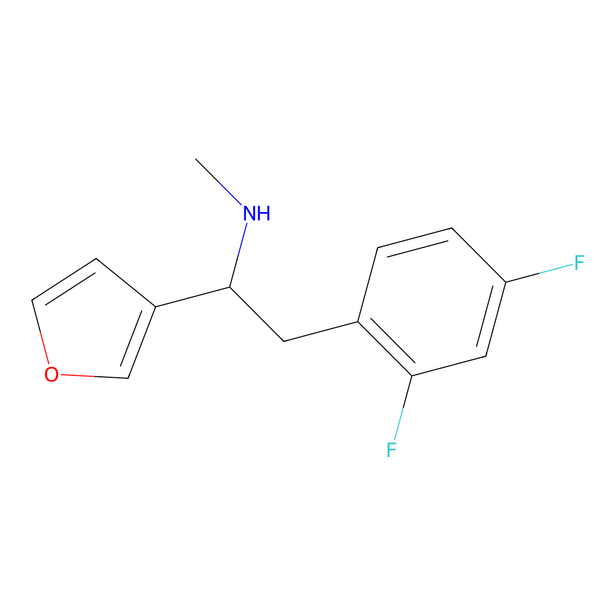 [2-(2,4-Difluorophenyl)-1-(furan-3-yl)ethyl](methyl)amine molecular structure, CAS 1406924-73-9