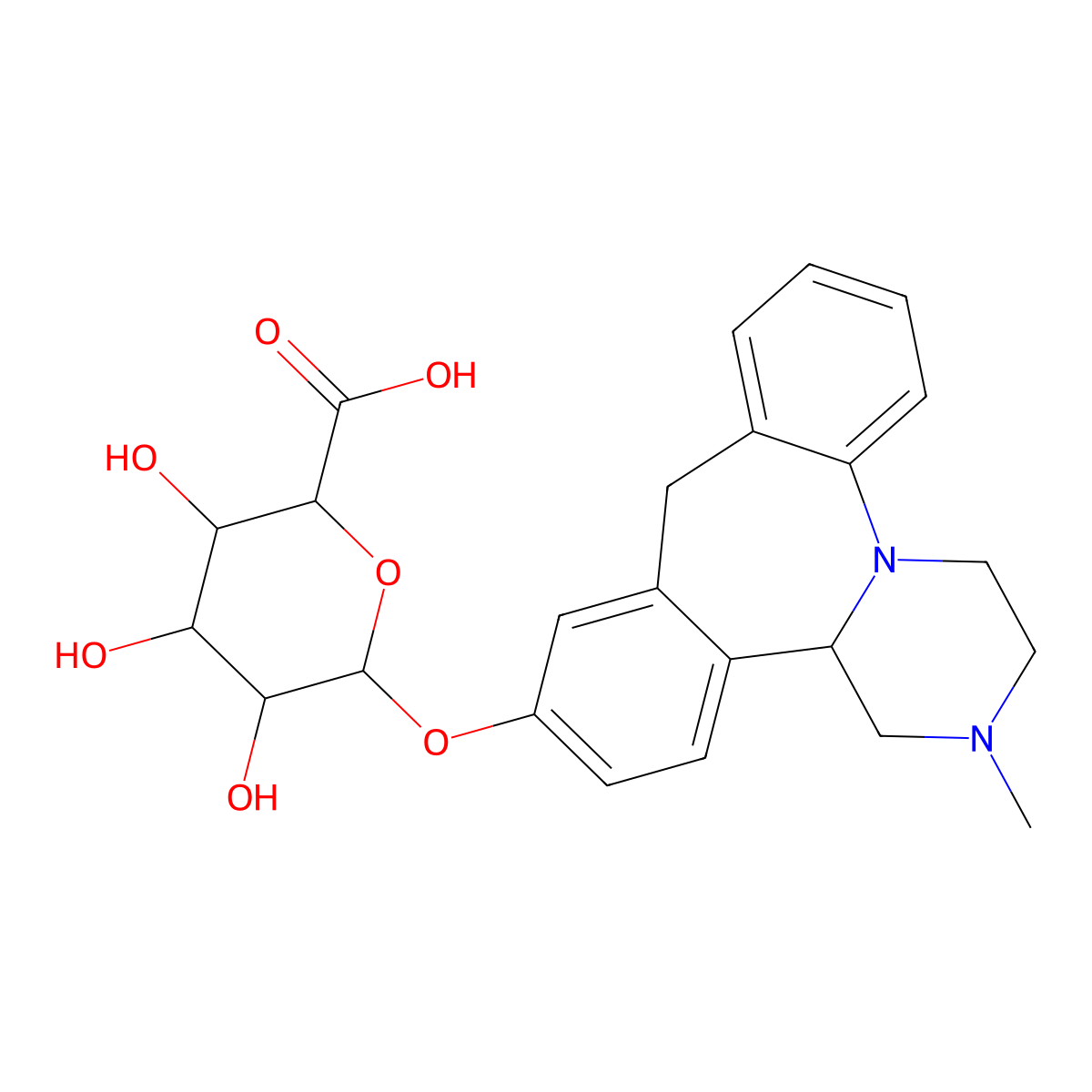 8-Hydroxymianserin b-D-glucuronide molecular structure, CAS 140695-49-4
