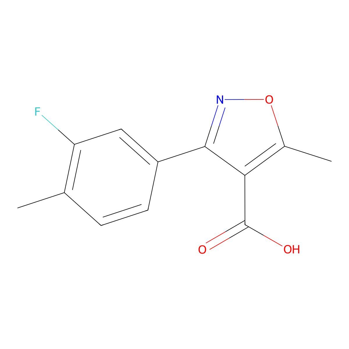3-(3-Fluoro-4-methylphenyl)-5-methylisoxazole-4-carboxylic acid molecular structure, CAS 1407003-58-0