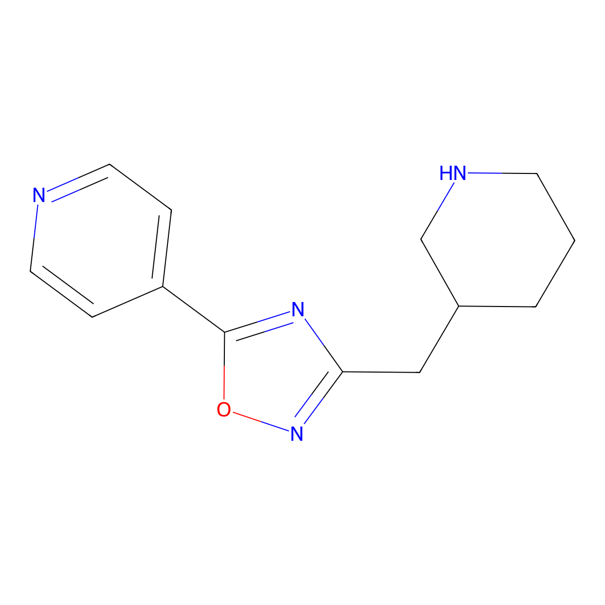 4-{3-[(Piperidin-3-yl)methyl]-1,2,4-oxadiazol-5-yl}pyridine molecular structure, CAS 1407026-49-6