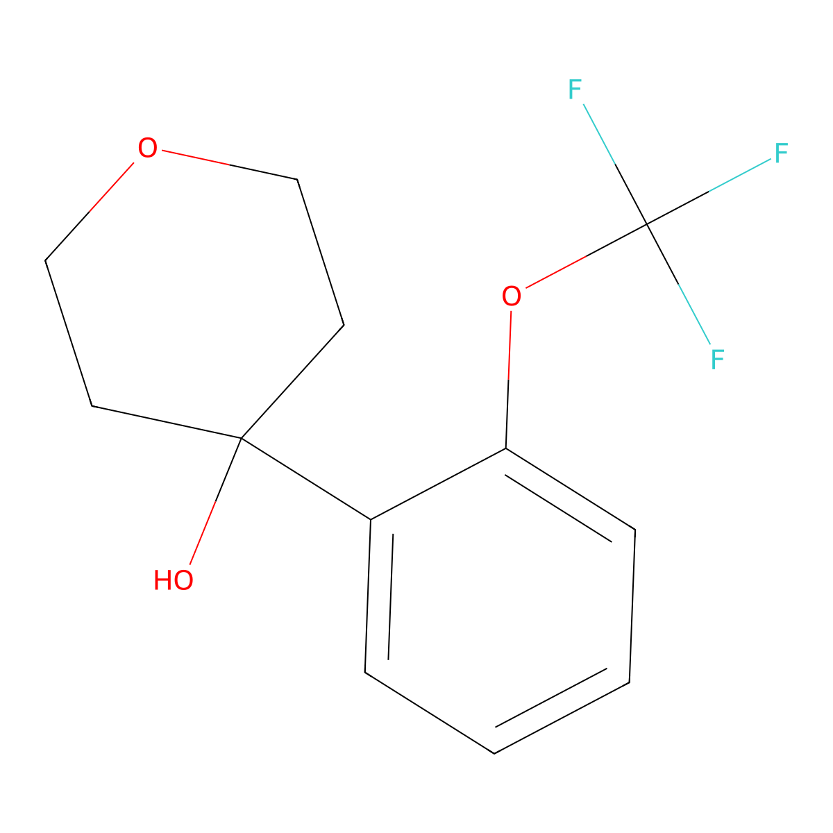 4-(2-(trifluoromethoxy)phenyl)tetrahydro-2H-pyran-4-ol molecular structure, CAS 1407026-71-4