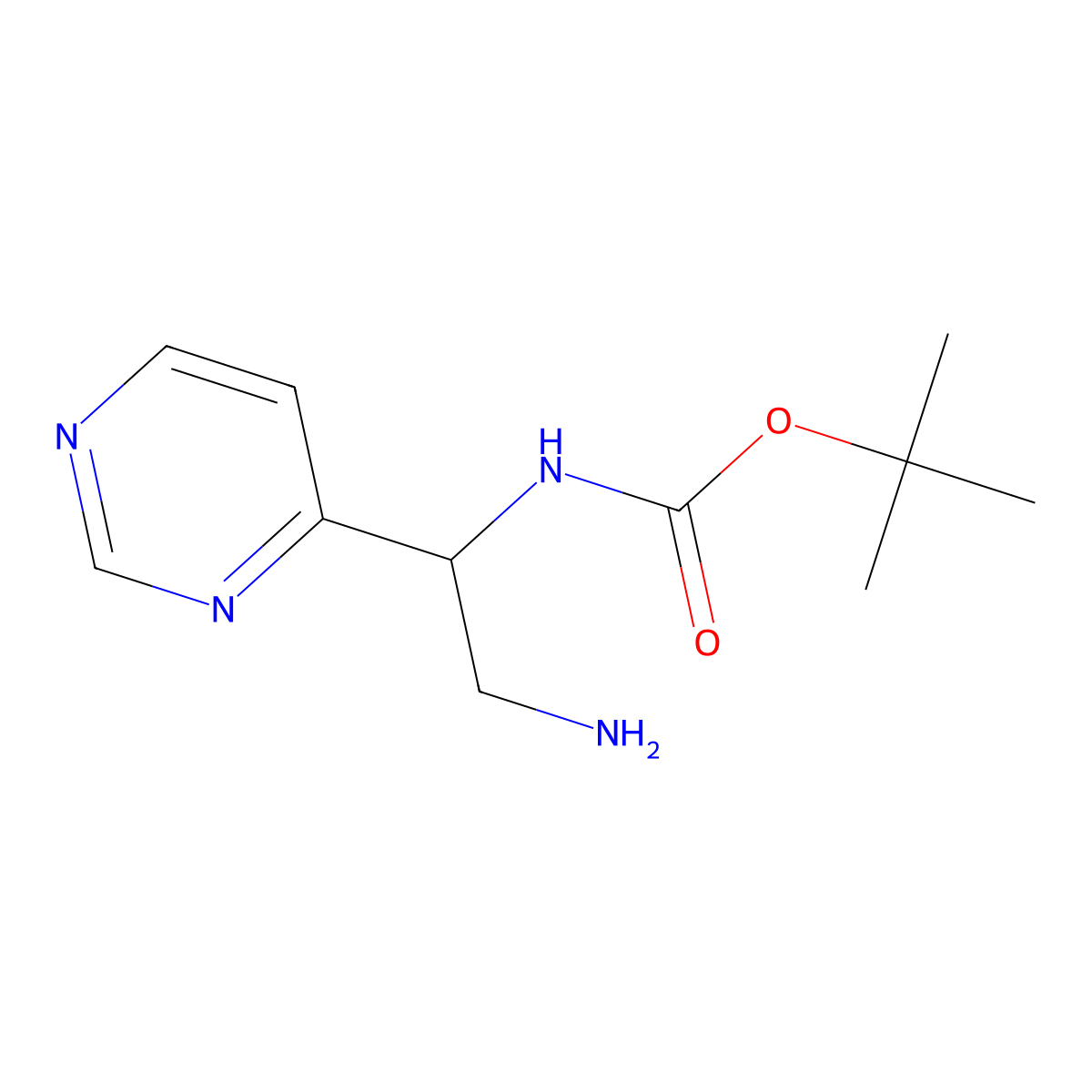 tert-butyl N-[2-amino-1-(pyrimidin-4-yl)ethyl]carbamate molecular structure, CAS 1407049-66-4