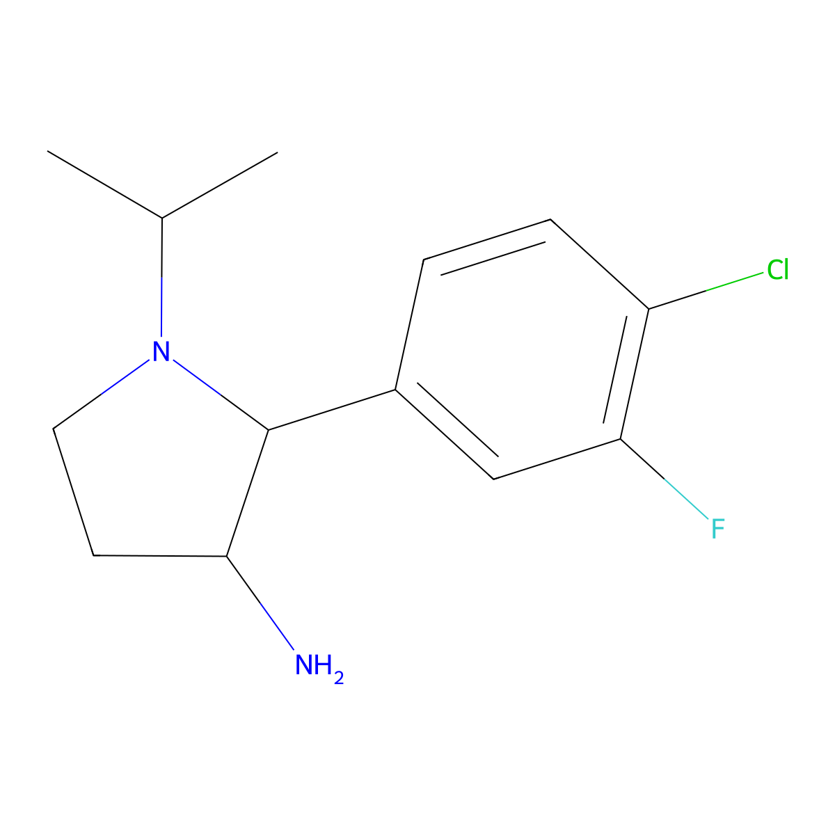 2-(4-Chloro-3-fluorophenyl)-1-(propan-2-yl)pyrrolidin-3-amine molecular structure, CAS 1407056-92-1
