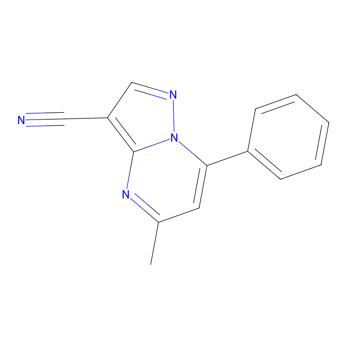 5-Methyl-7-phenylpyrazolo[1,5-a]pyrimidine-3-carbonitrile molecular structure, CAS 140706-34-9