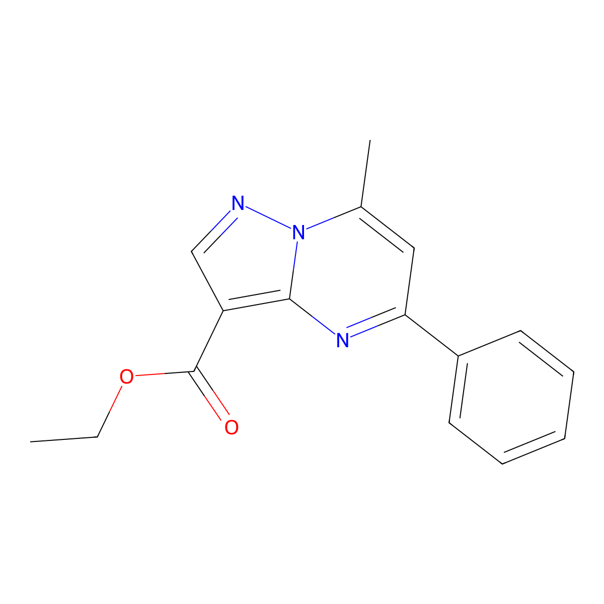 Ethyl 7-methyl-5-phenylpyrazolo[1,5-a]pyrimidine-3-carboxylate molecular structure, CAS 140706-36-1