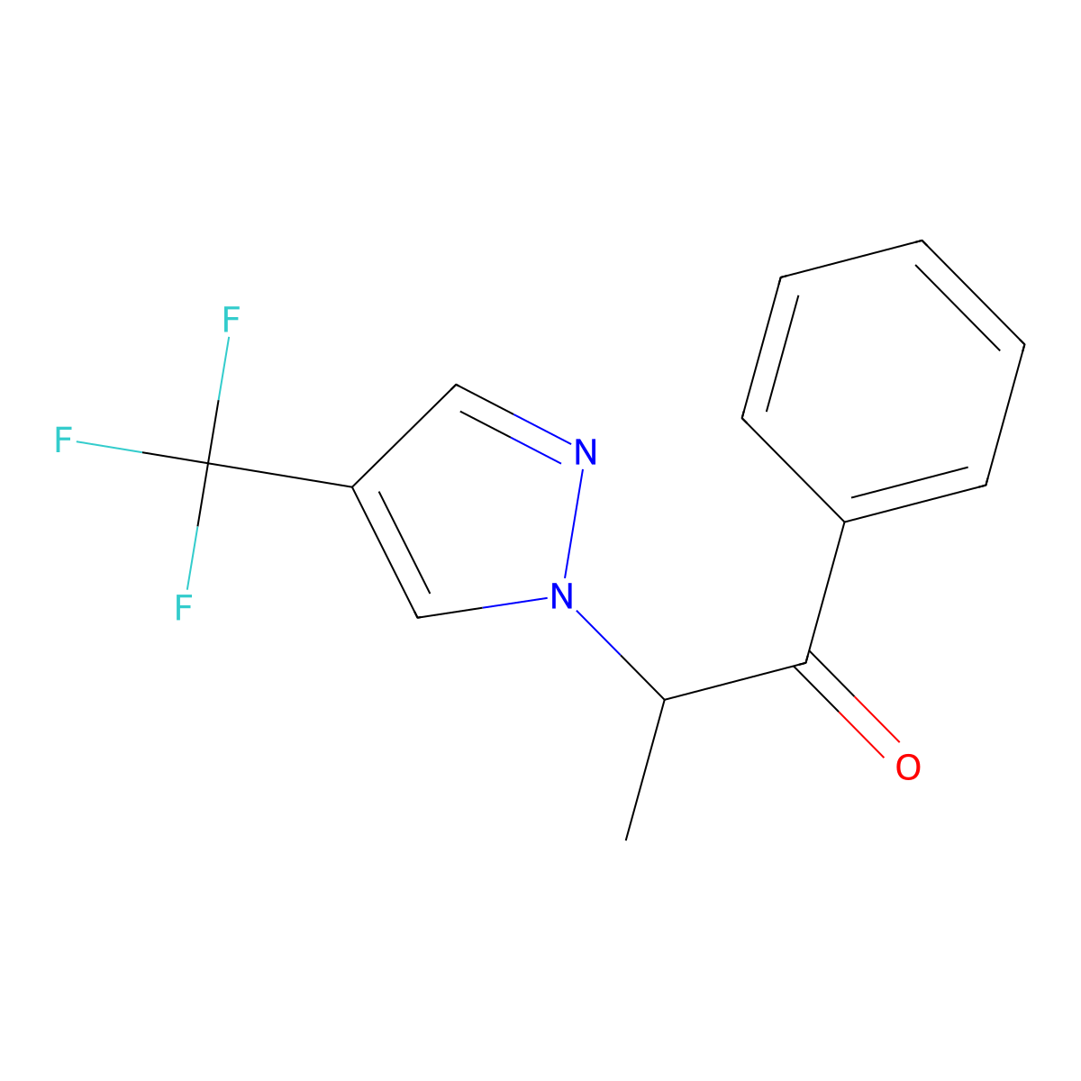 1-phenyl-2-[4-(trifluoromethyl)-1H-pyrazol-1-yl]propan-1-one molecular structure, CAS 1407064-19-0