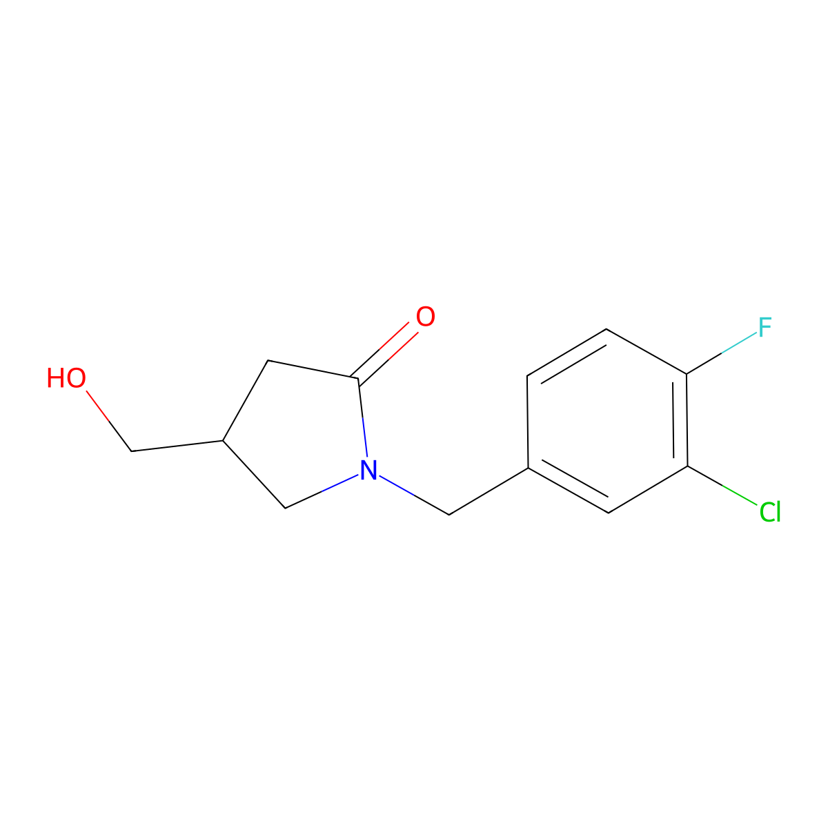 1-[(3-Chloro-4-fluorophenyl)methyl]-4-(hydroxymethyl)pyrrolidin-2-one molecular structure, CAS 1407067-34-8