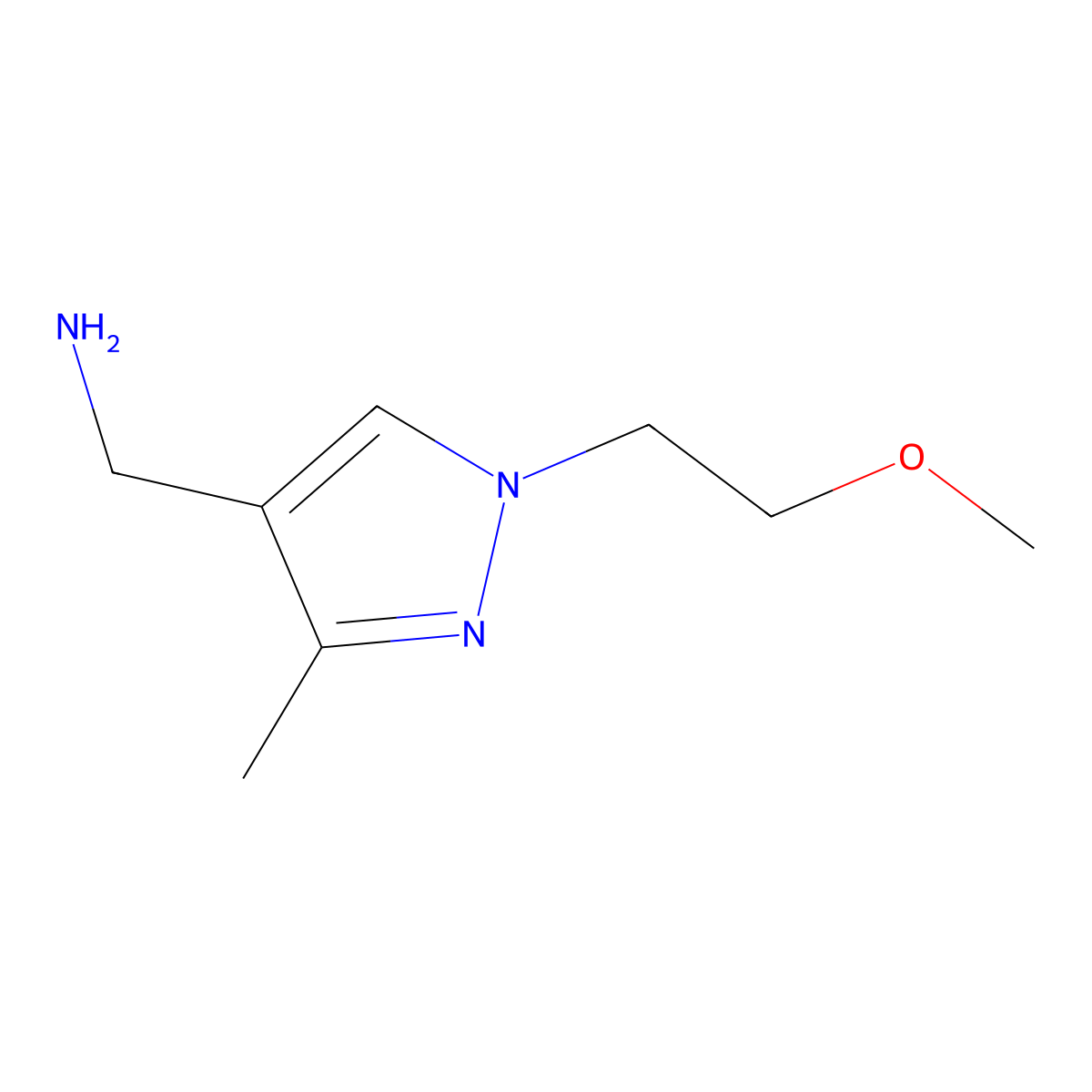 (1-(2-Methoxyethyl)-3-methyl-1h-pyrazol-4-yl)methanamine molecular structure, CAS 1407068-82-9