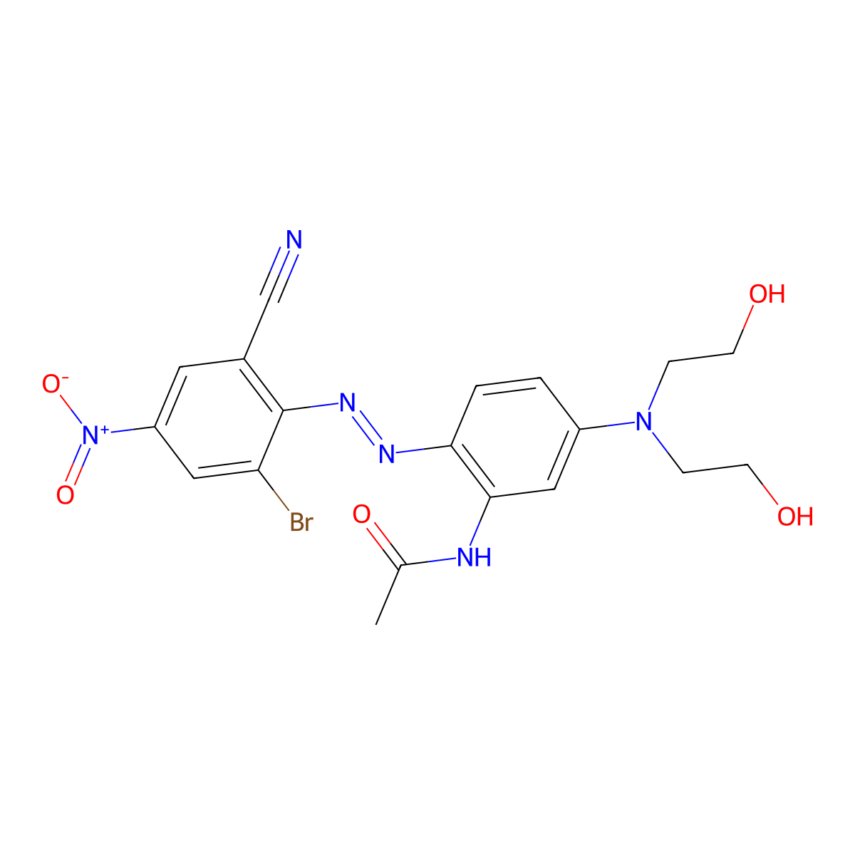Acetamide, N-[5-[bis(2-hydroxyethyl)amino]-2-[2-(2-bromo-6-cyano-4-nitrophenyl)diazenyl]phenyl]- molecular structure, CAS 14071-35-3