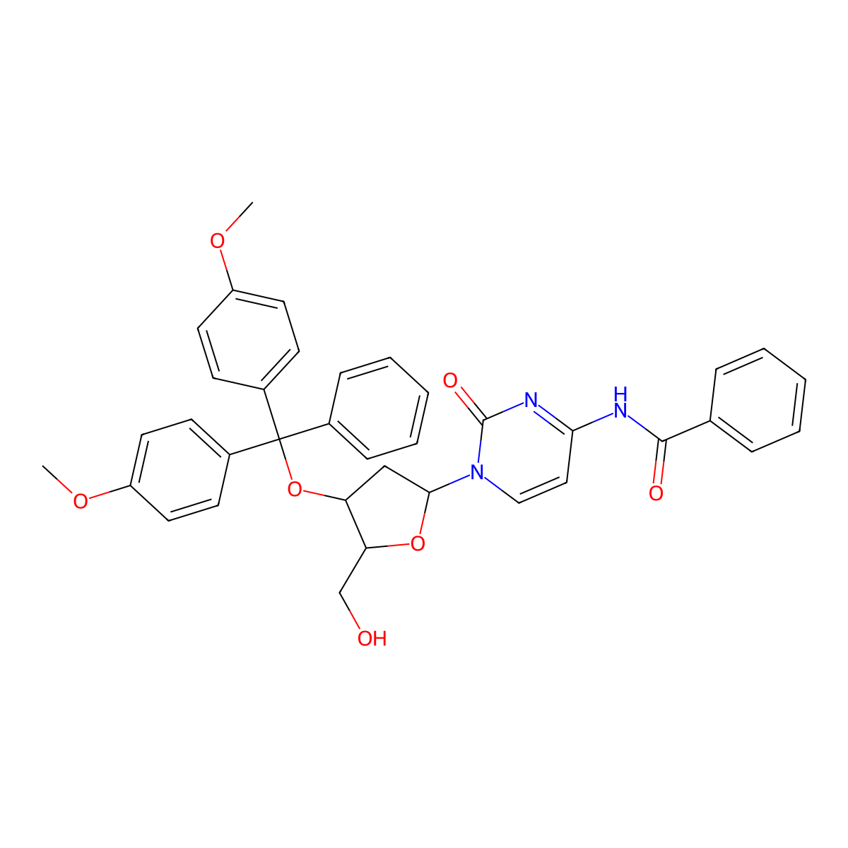 N4-Benzoyl-3'-O-(4,4'-dimethoxytrityl)-2'-deoxycytidine molecular structure, CAS 140712-80-7