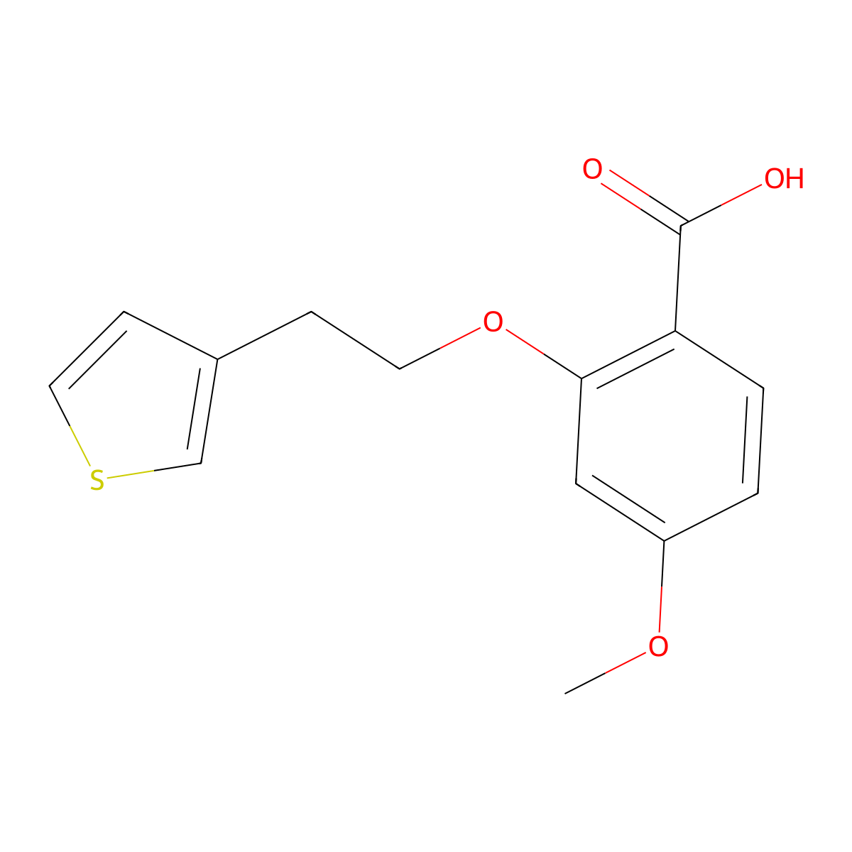 4-Methoxy-2-[2-(thiophen-3-yl)ethoxy]benzoic acid molecular structure, CAS 1407126-29-7