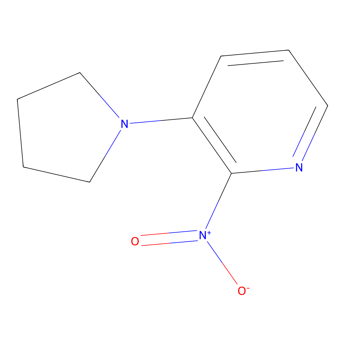 2-Nitro-3-(pyrrolidin-1-yl)pyridine molecular structure, CAS 1407153-35-8
