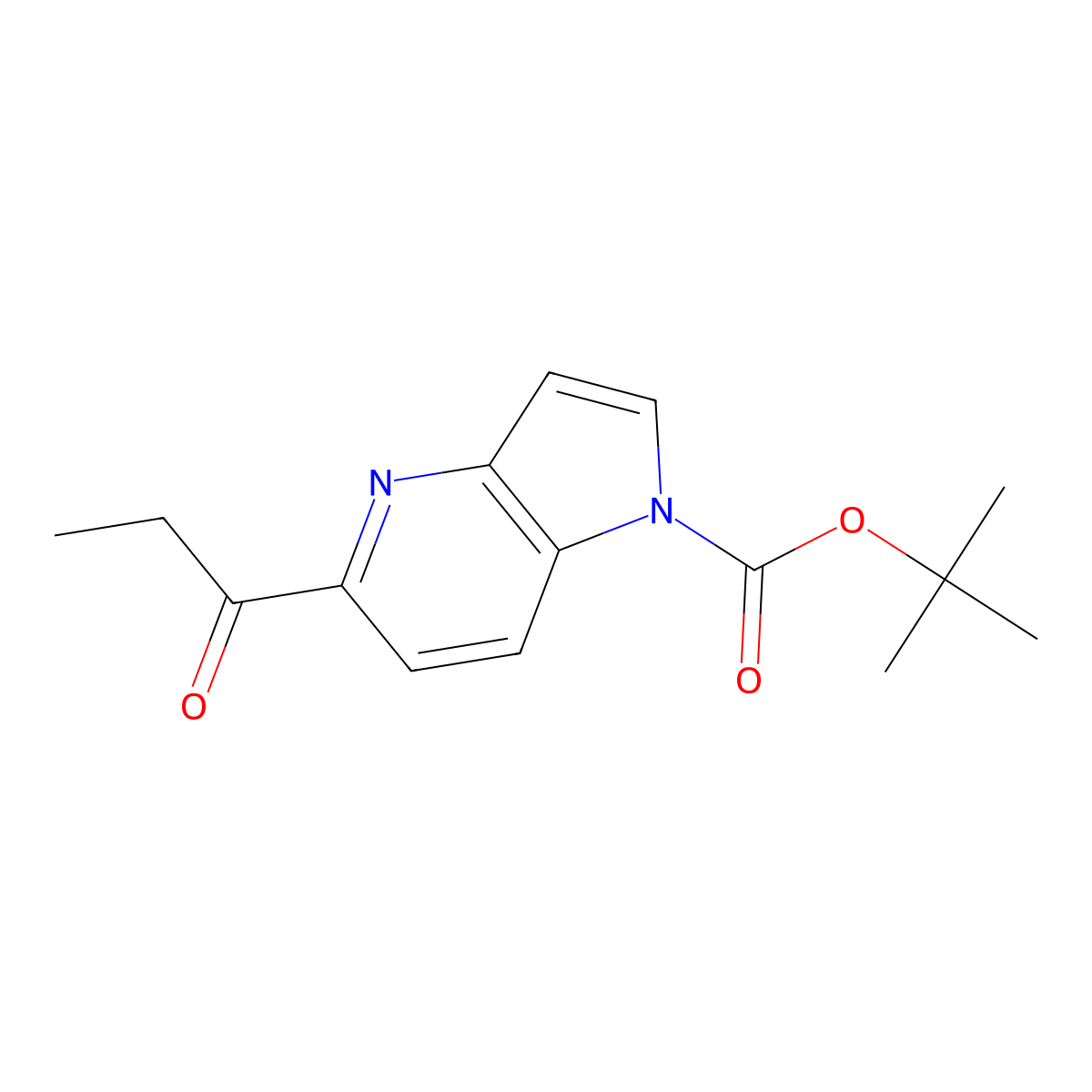 tert-butyl 5-propionyl-1H-pyrrolo[3,2-b]pyridine-1-carboxylate molecular structure, CAS 1407180-80-6