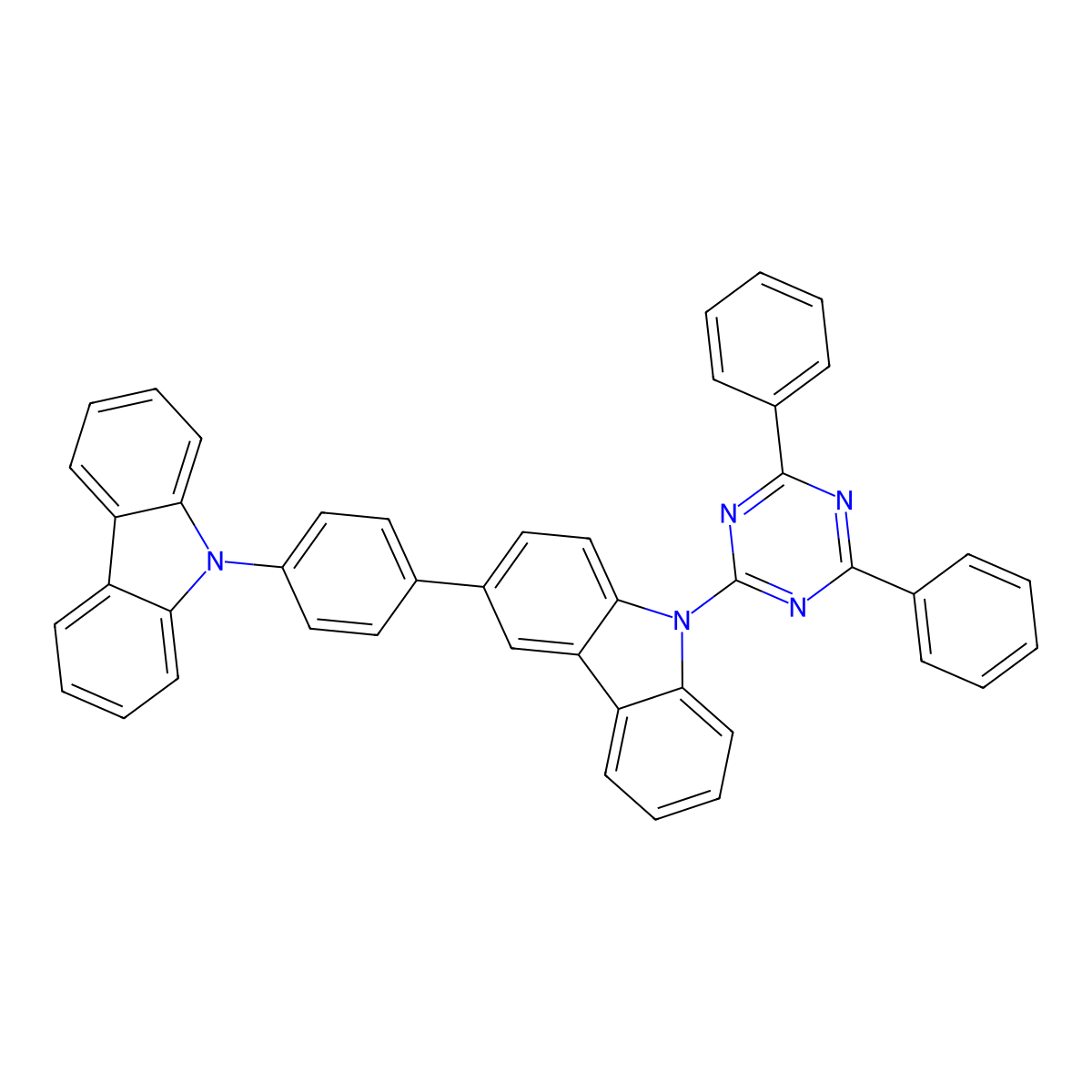 3-(4-(9H-Carbazol-9-yl)phenyl)-9-(4,6-diphenyl-1,3,5-triazin-2-yl)-9H-carbazole molecular structure, CAS 1407183-68-9