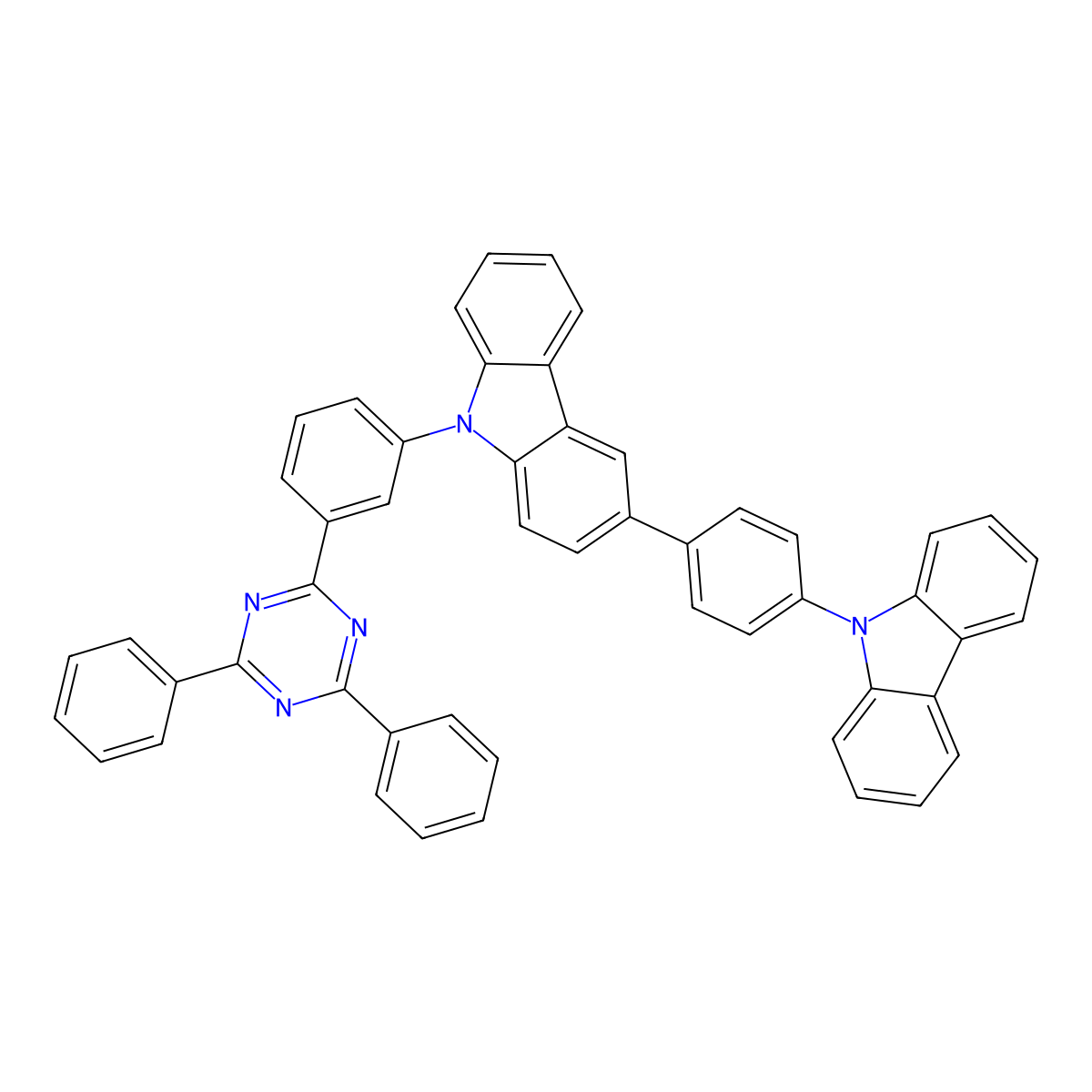 3-(4-(9H-Carbazol-9-yl)phenyl)-9-(3-(4,6-diphenyl-1,3,5-triazin-2-yl)phenyl)-9H-carbazole molecular structure, CAS 1407183-70-3
