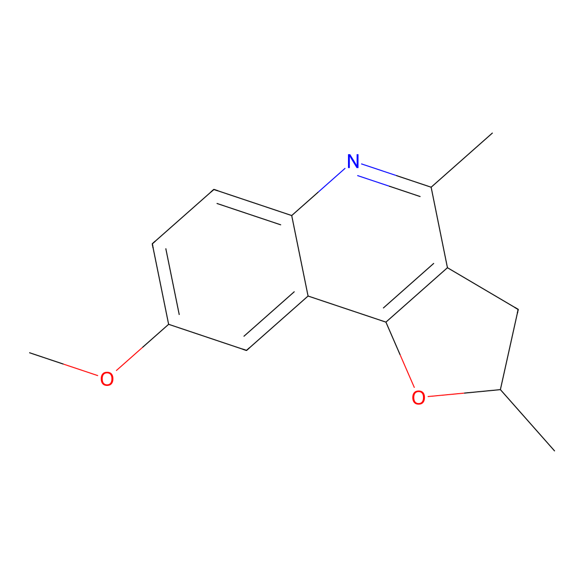 8-Methoxy-2,4-dimethyl-2,3-dihydrofuro[3,2-c]quinoline molecular structure, CAS 14073-52-0