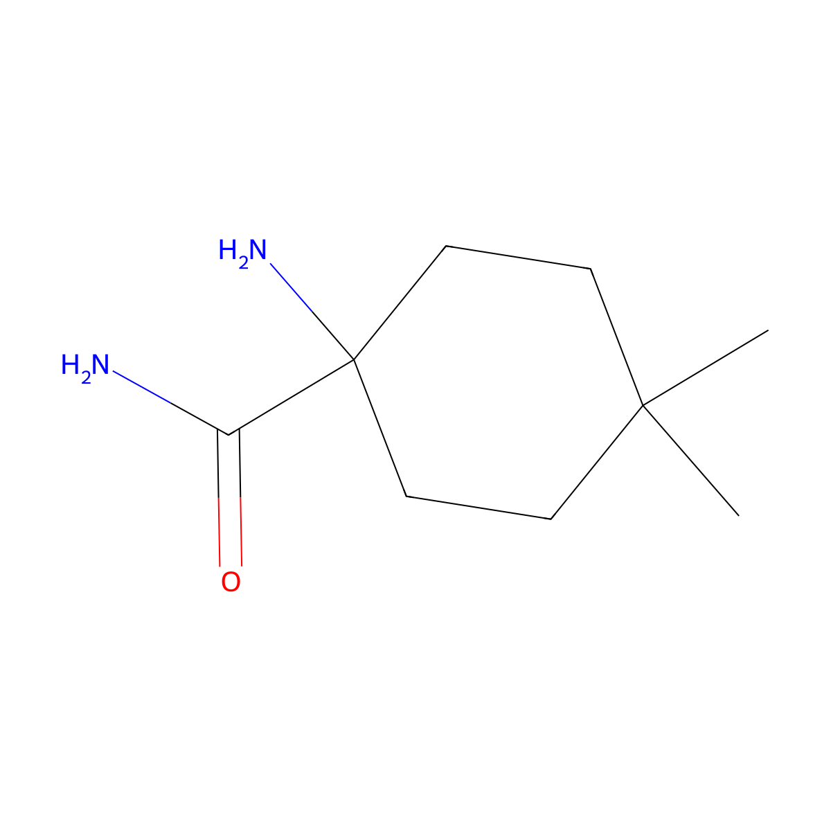 1-Amino-4,4-dimethylcyclohexane-1-carboxamide molecular structure, CAS 1407337-79-4
