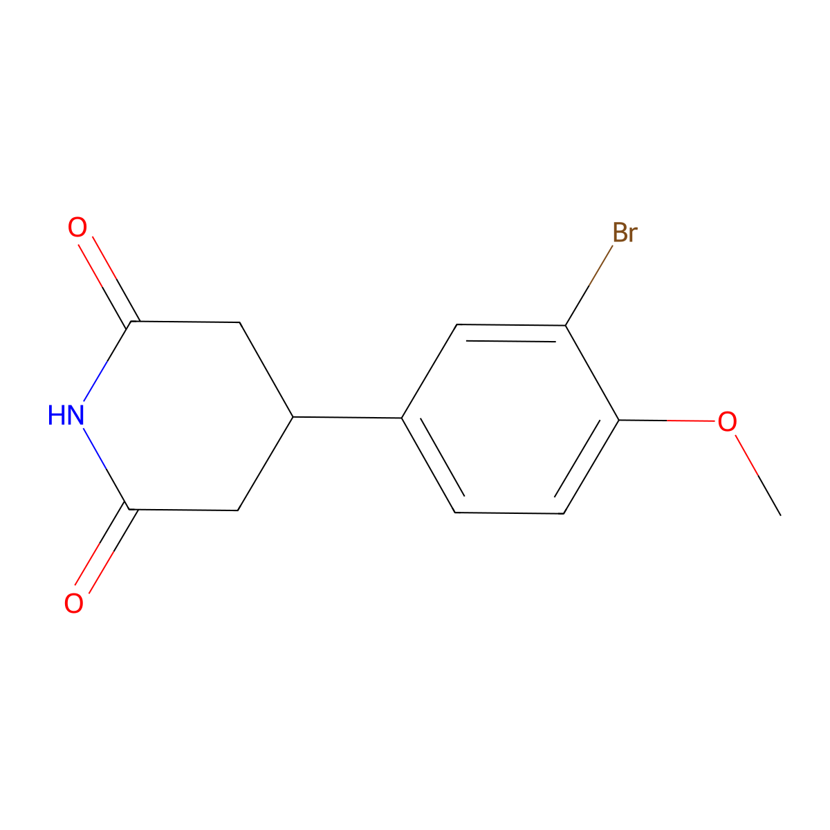 4-(3-Bromo-4-methoxyphenyl)piperidine-2,6-dione molecular structure, CAS 1407356-69-7