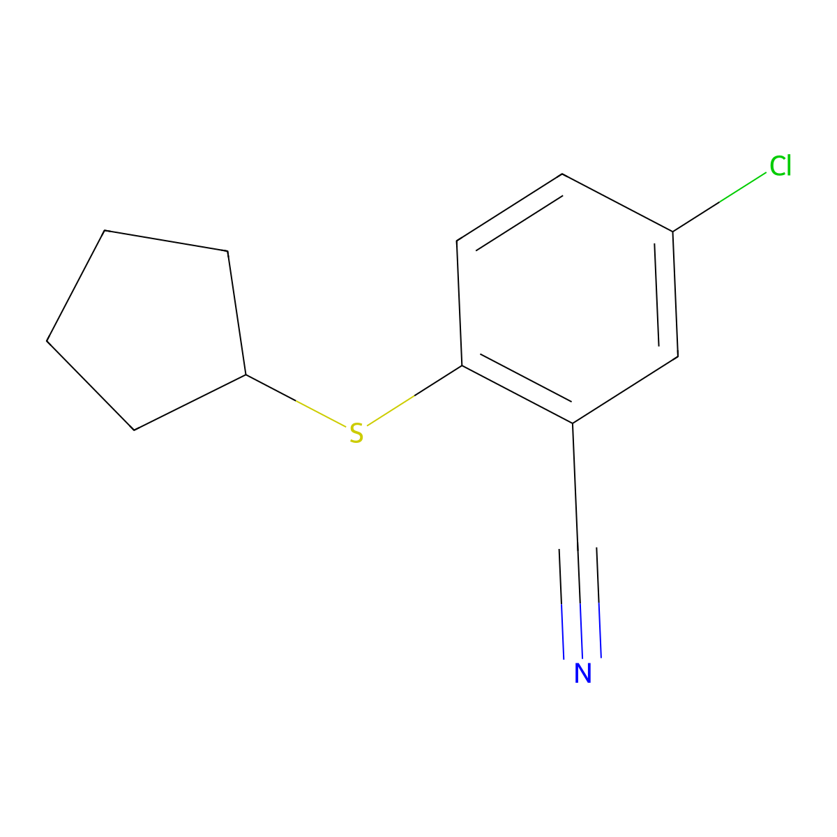 5-Chloro-2-(cyclopentylsulfanyl)benzonitrile molecular structure, CAS 1407356-75-5