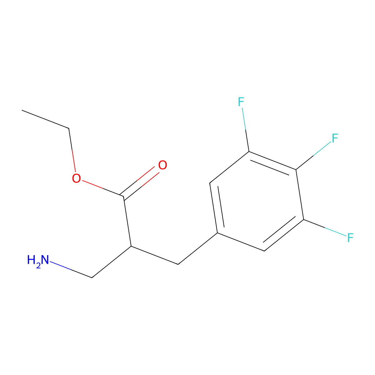 Ethyl 3-amino-2-[(3,4,5-trifluorophenyl)methyl]propanoate molecular structure, CAS 1407402-10-1
