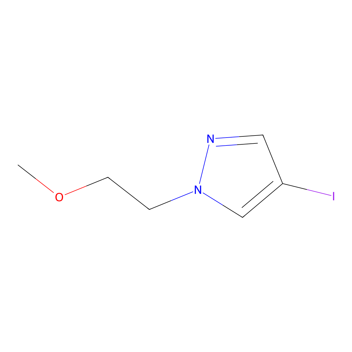 4-Iodo-1-(2-methoxyethyl)-1H-pyrazole molecular structure, CAS 1407429-97-3
