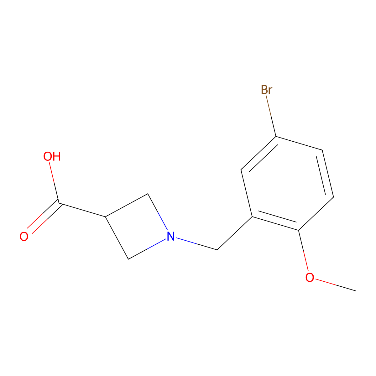 1-[(5-Bromo-2-methoxyphenyl)methyl]azetidine-3-carboxylic acid molecular structure, CAS 1407457-23-1