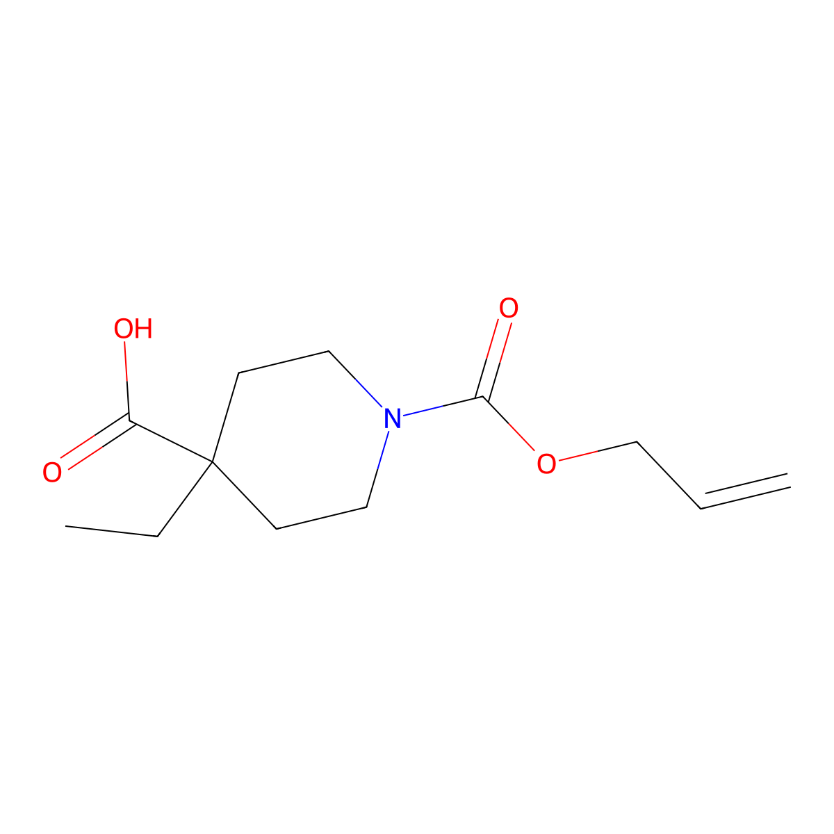 4-Ethyl-1-[(prop-2-en-1-yloxy)carbonyl]piperidine-4-carboxylic acid molecular structure, CAS 1407467-10-0