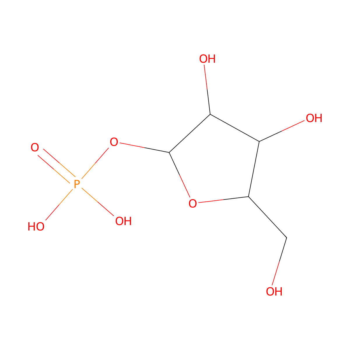 D-Ribose 1-phosphate molecular structure, CAS 14075-00-4
