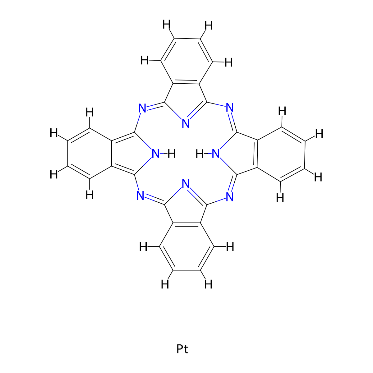 Phthalocyanine platinum , PtPC molecular structure, CAS 14075-08-2