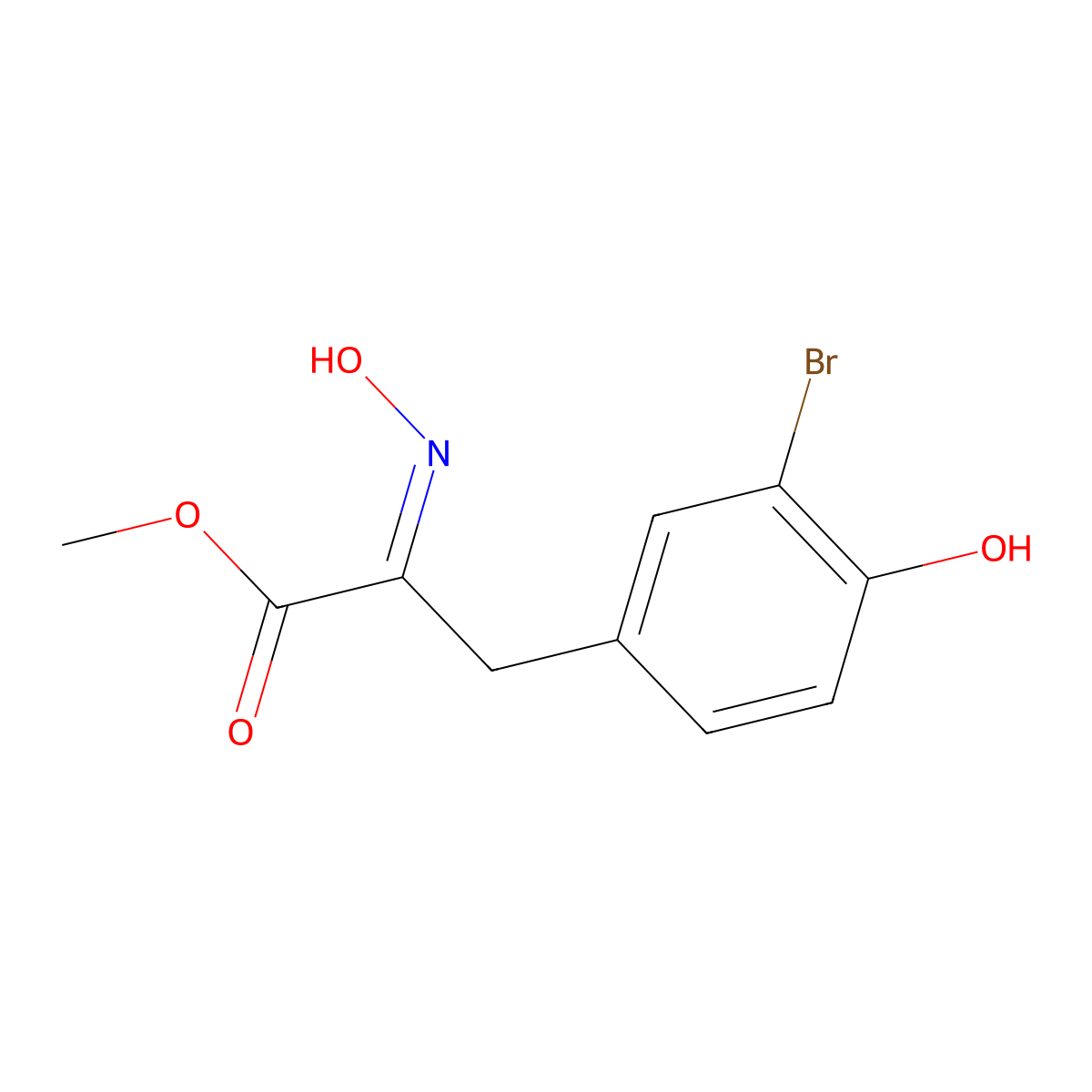 methyl 3-(3-bromo-4-hydroxyphenyl)-2-(N-hydroxyimino)propanoate molecular structure, CAS 1407513-66-9