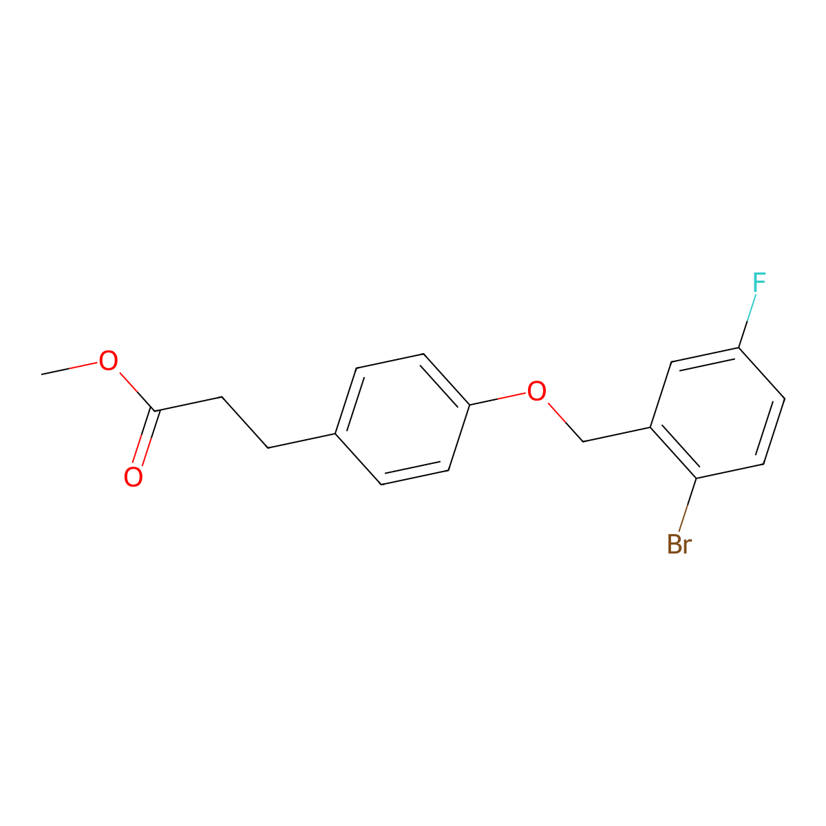 Methyl 3-{4-[(2-bromo-5-fluorophenyl)methoxy]phenyl}propanoate molecular structure, CAS 1407516-40-8