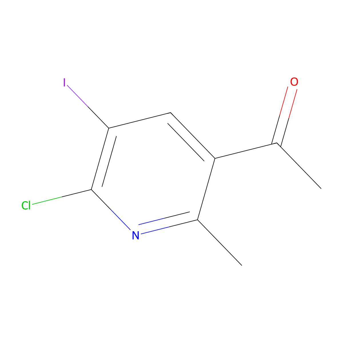 1-(6-Chloro-5-iodo-2-methylpyridin-3-yl)ethan-1-one molecular structure, CAS 1407516-42-0