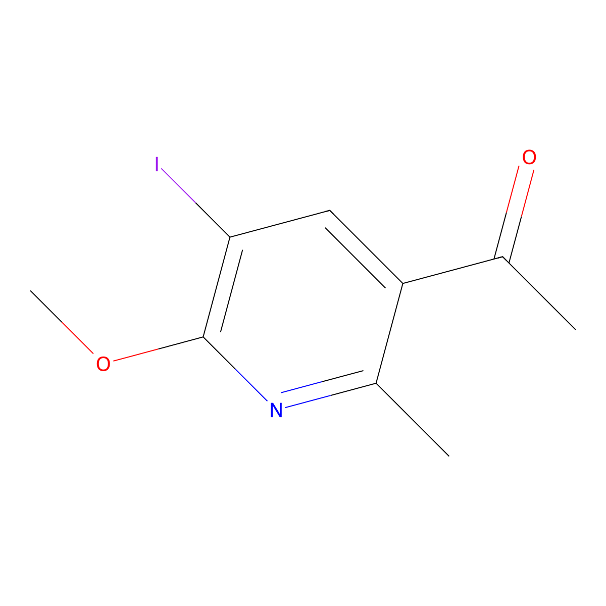 1-(5-Iodo-6-methoxy-2-methylpyridin-3-yl)ethan-1-one molecular structure, CAS 1407516-47-5