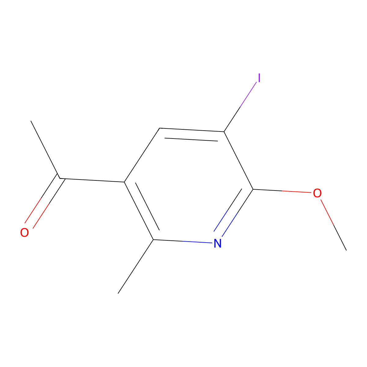 1-(5-Iodo-6-methoxy-2-methylpyridin-3-yl)ethan-1-one molecular structure, CAS 1407516-47-5
