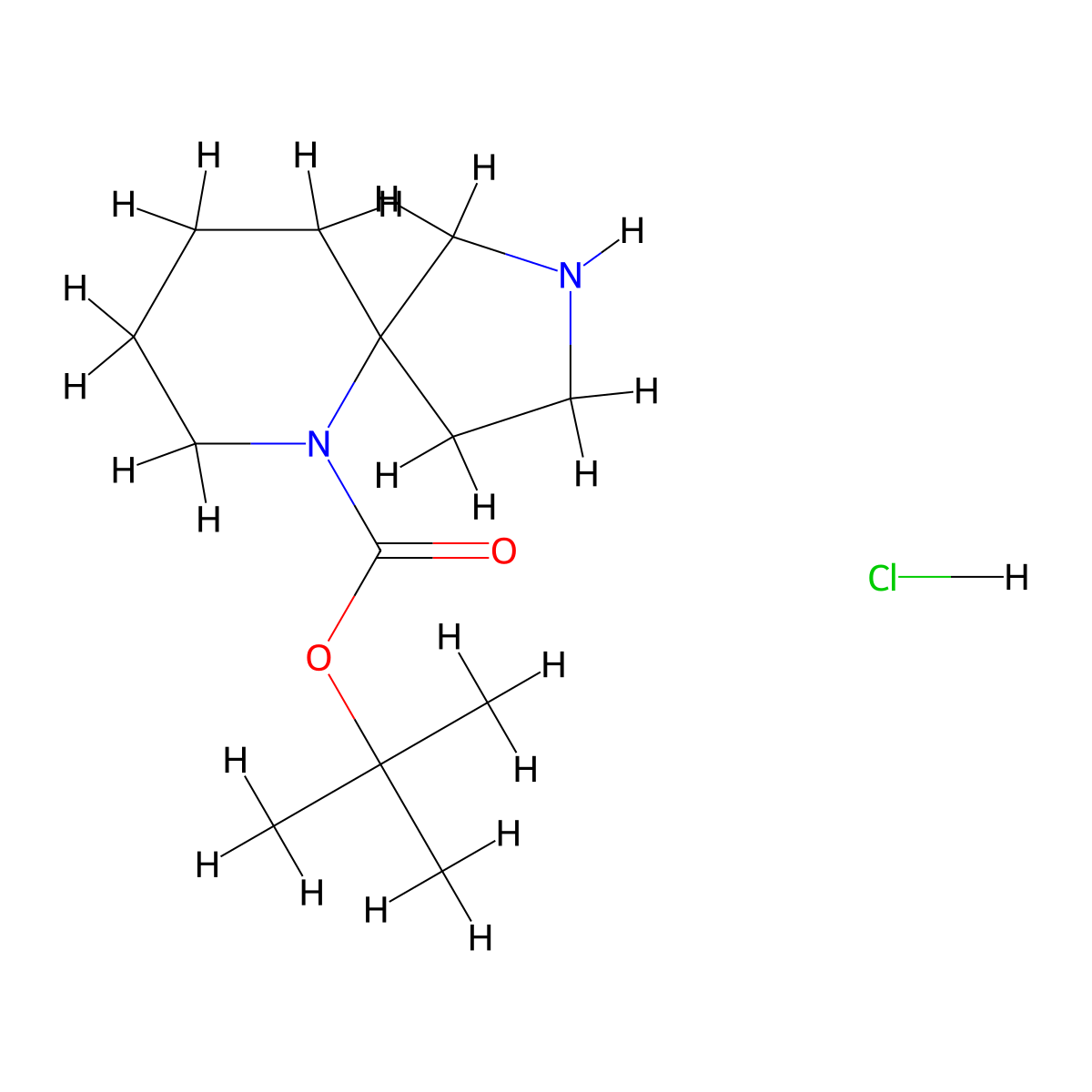 Tert-butyl 2,6-diazaspiro[4.5]decane-6-carboxylate hydrochloride molecular structure, CAS 1407522-01-3