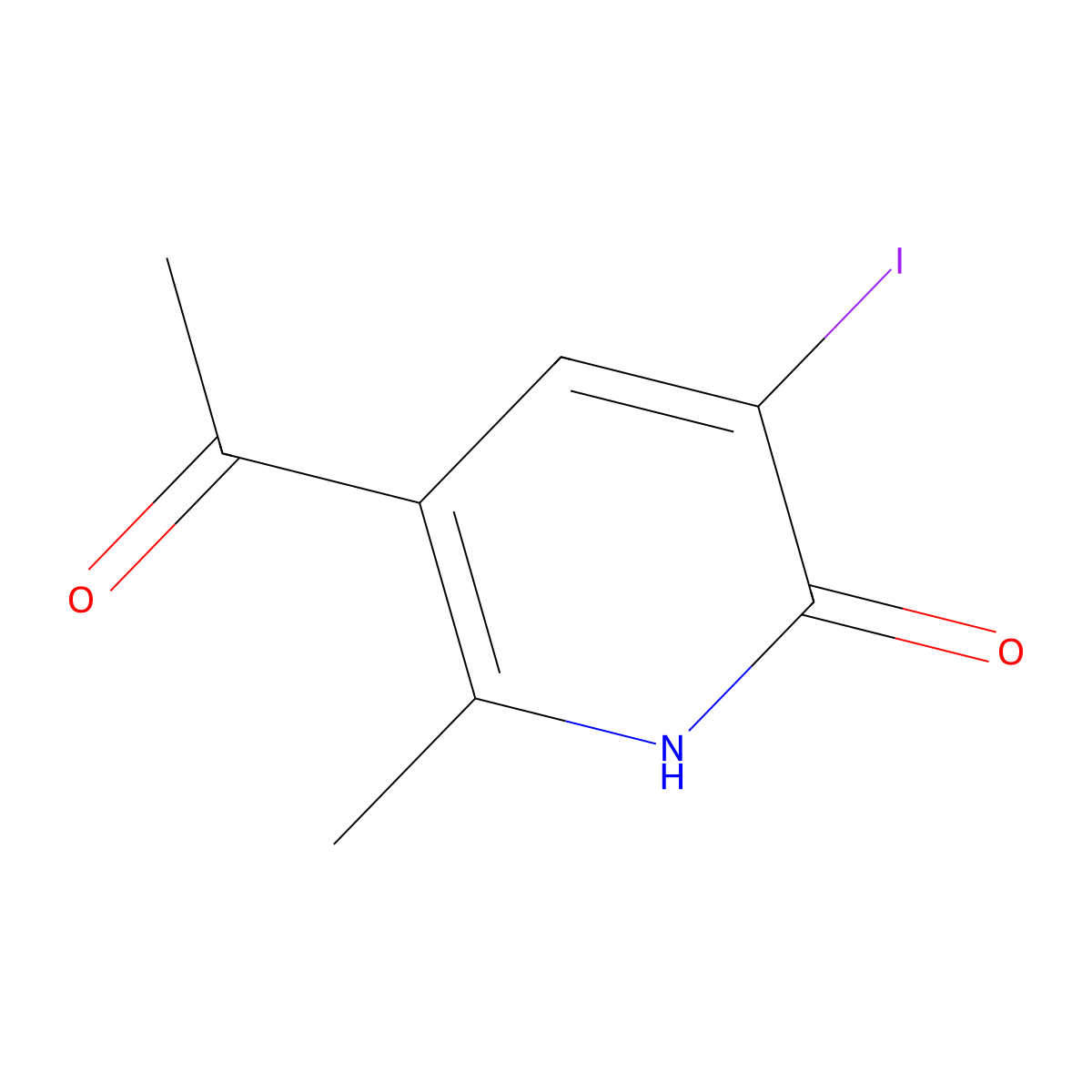 5-Acetyl-3-iodo-6-methyl-1,2-dihydropyridin-2-one molecular structure, CAS 1407532-80-2