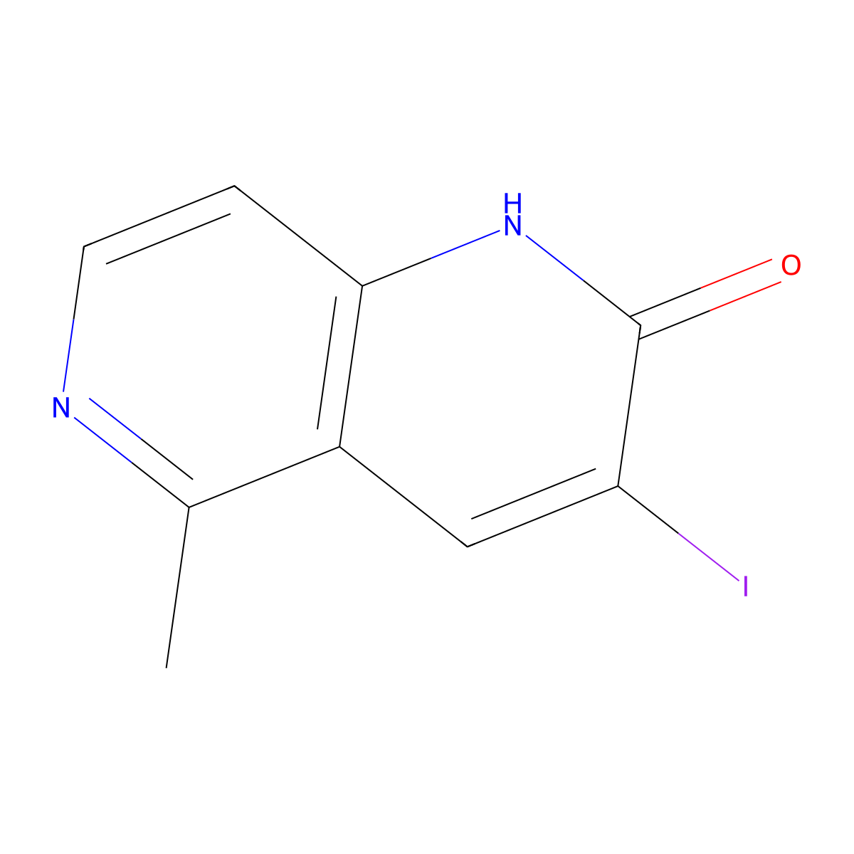 3-Iodo-5-methyl-1,2-dihydro-1,6-naphthyridin-2-one molecular structure, CAS 1407532-87-9