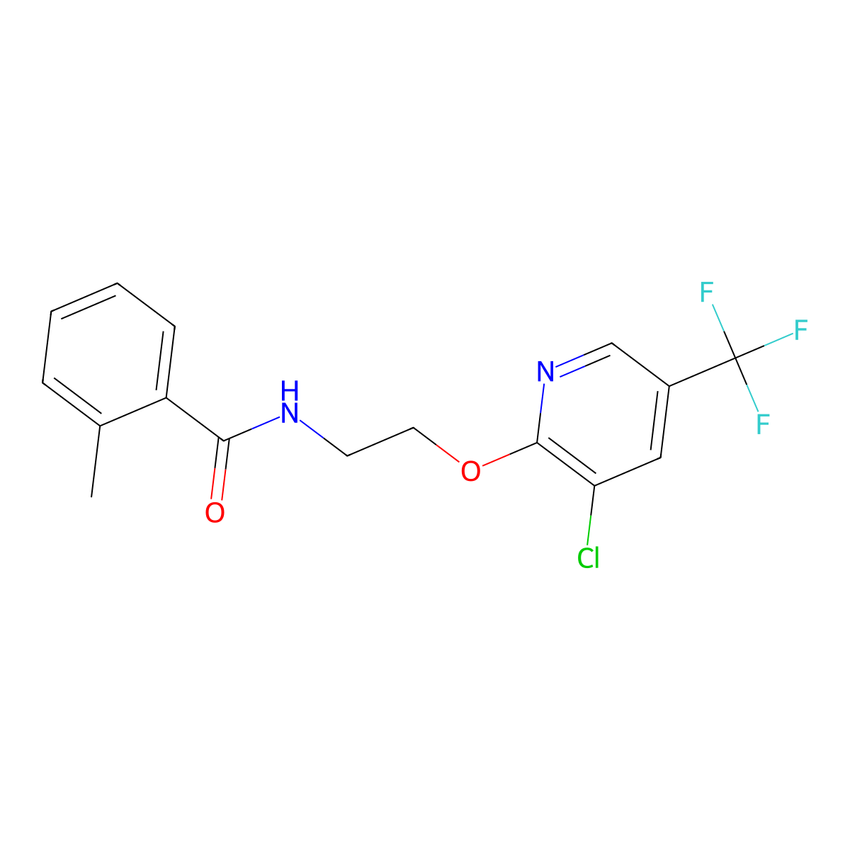 N-(2-{[3-chloro-5-(trifluoromethyl)pyridin-2-yl]oxy}ethyl)-2-methylbenzamide molecular structure, CAS 1407543-80-9