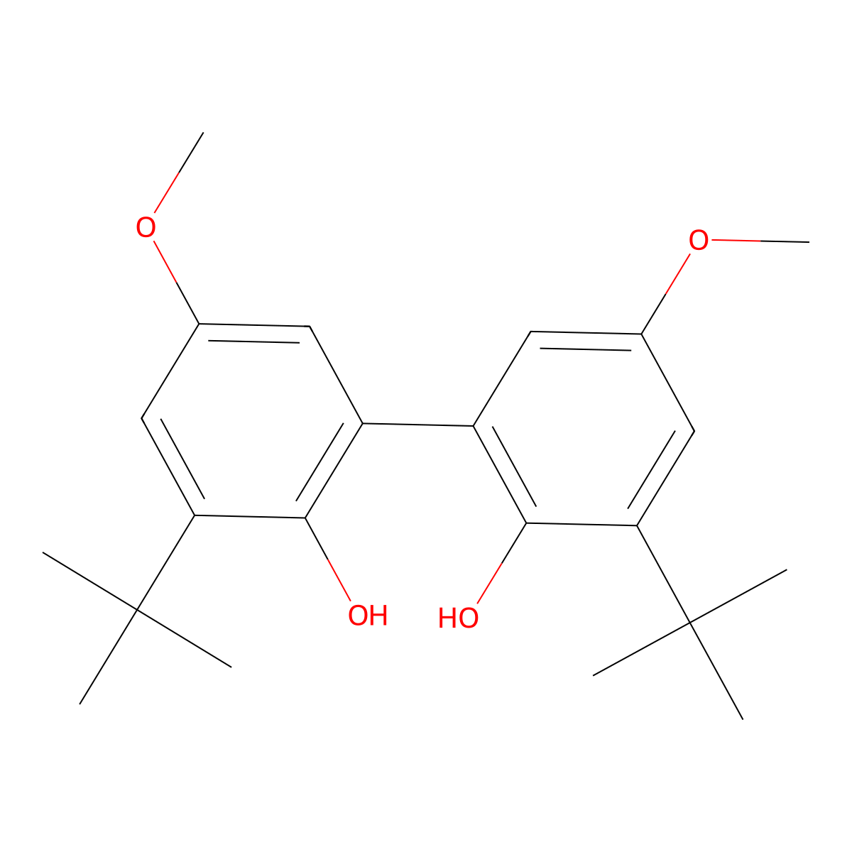 3,3'-Bis(1,1-dimethylethyl)-5,5'-dimethoxy(1,1'-biphenyl)-2,2'-diol molecular structure, CAS 14078-41-2