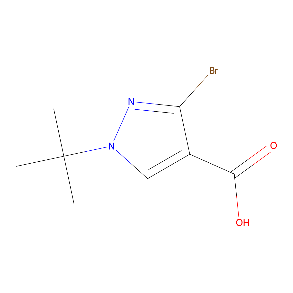 3-bromo-1-tert-butyl-1H-pyrazole-4-carboxylic acid molecular structure, CAS 1407966-15-7