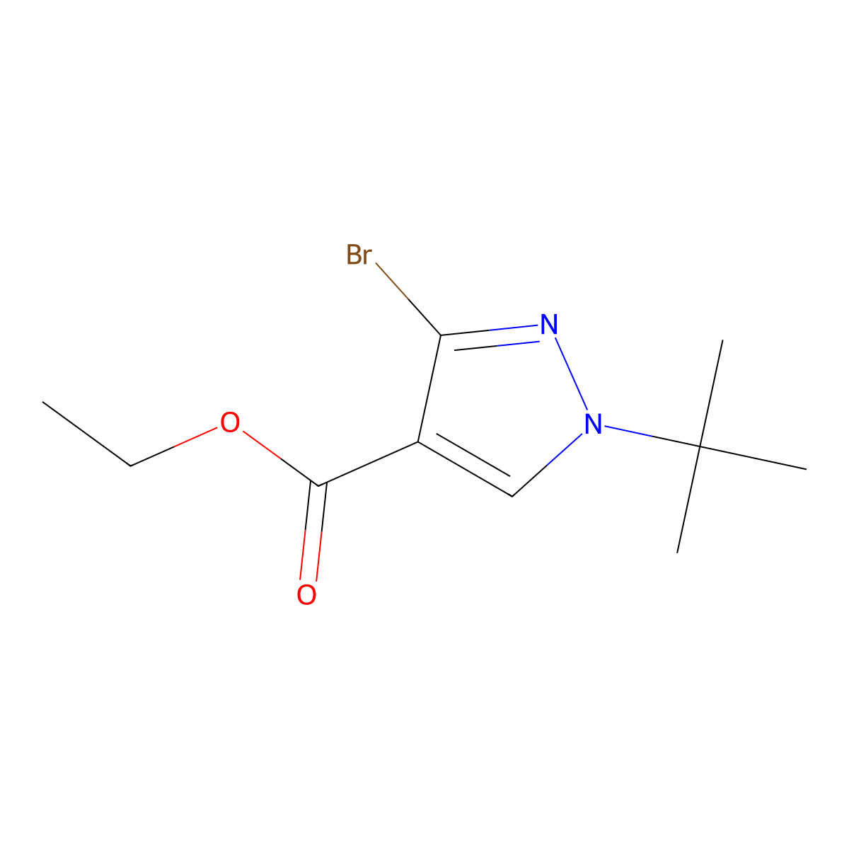 ethyl 3-bromo-1-tert-butyl-1H-pyrazole-4-carboxylate molecular structure, CAS 1407966-16-8