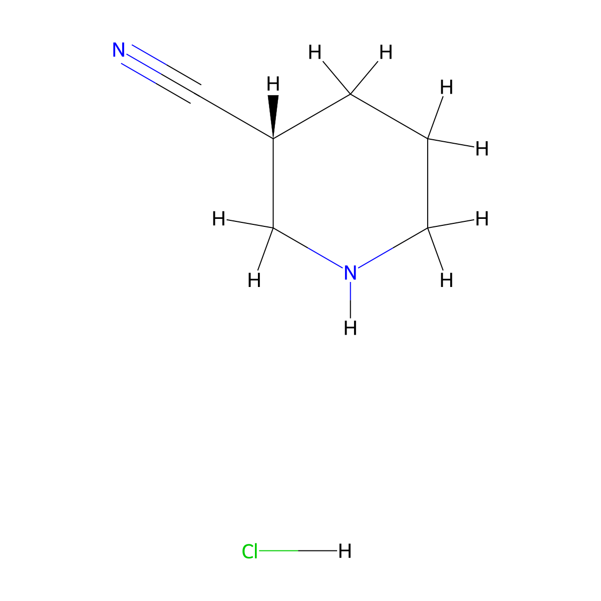 (3R)-piperidine-3-carbonitrile hydrochloride molecular structure, CAS 1407991-27-8