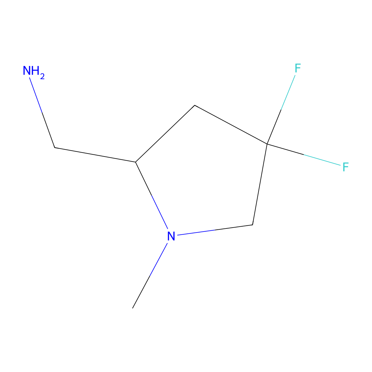 (R)-2-Aminomethyl-1-methyl-4,4-difluoropyrrolidine molecular structure, CAS 1407997-79-8